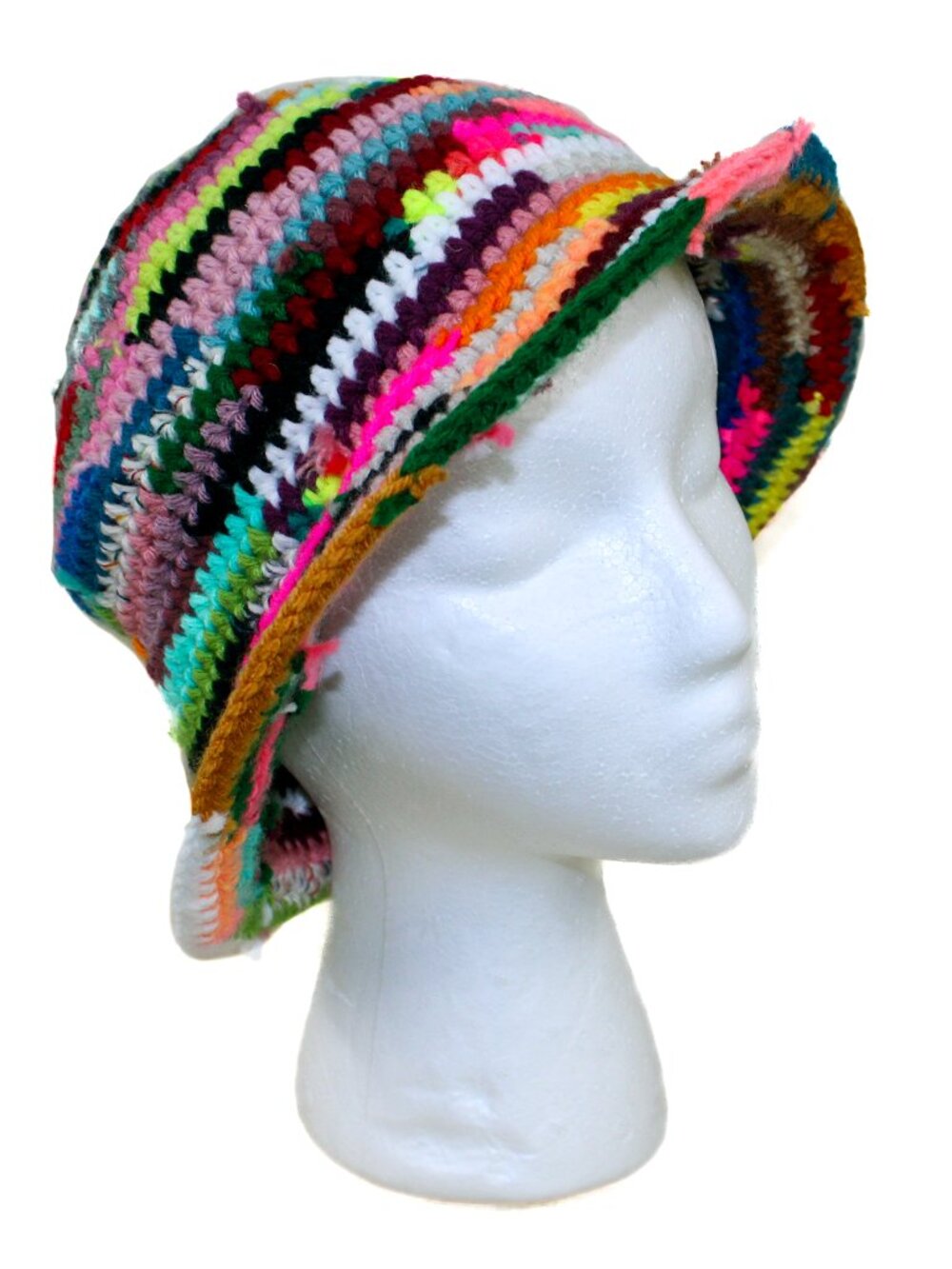 NWT Handmade Crochet Bucket Hat Adult Colorful Festival Summer Bold Rave Y2k